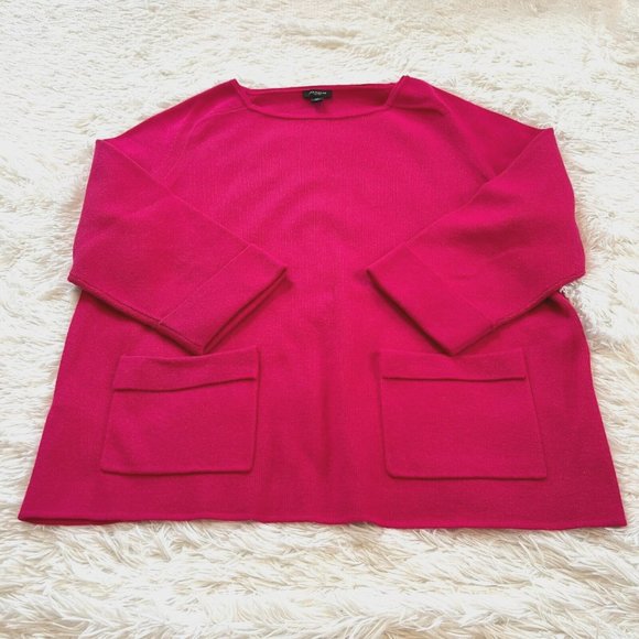 ANn Taylor Womens Sweater Size XL Pink Wool Blend Pockets Career Business 15788 - Picture 1 of 9